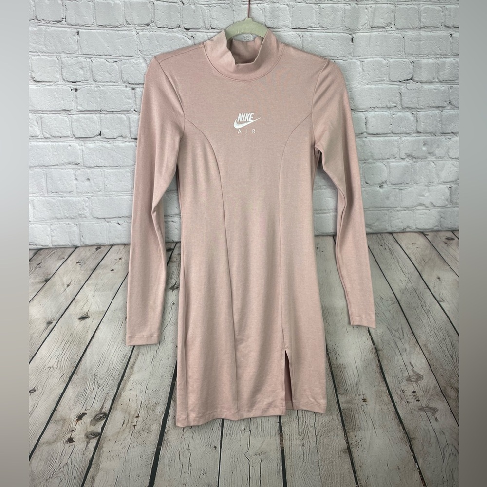🆕 Nike Air Women's Pink Athletic Stretch Long Sleeve Mock Neck Dress Size XS